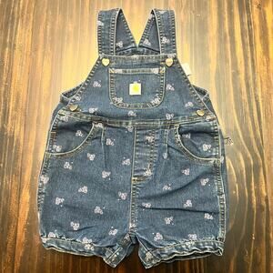 Carhartt Girls Denim Pink Tractor Overalls Size 24m
